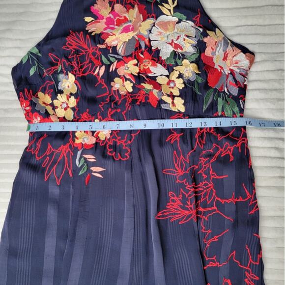 Anthropologie Navy Floral Embroidered Maxi Dress Sleeveless Boho US 8 - Picture 8 of 11